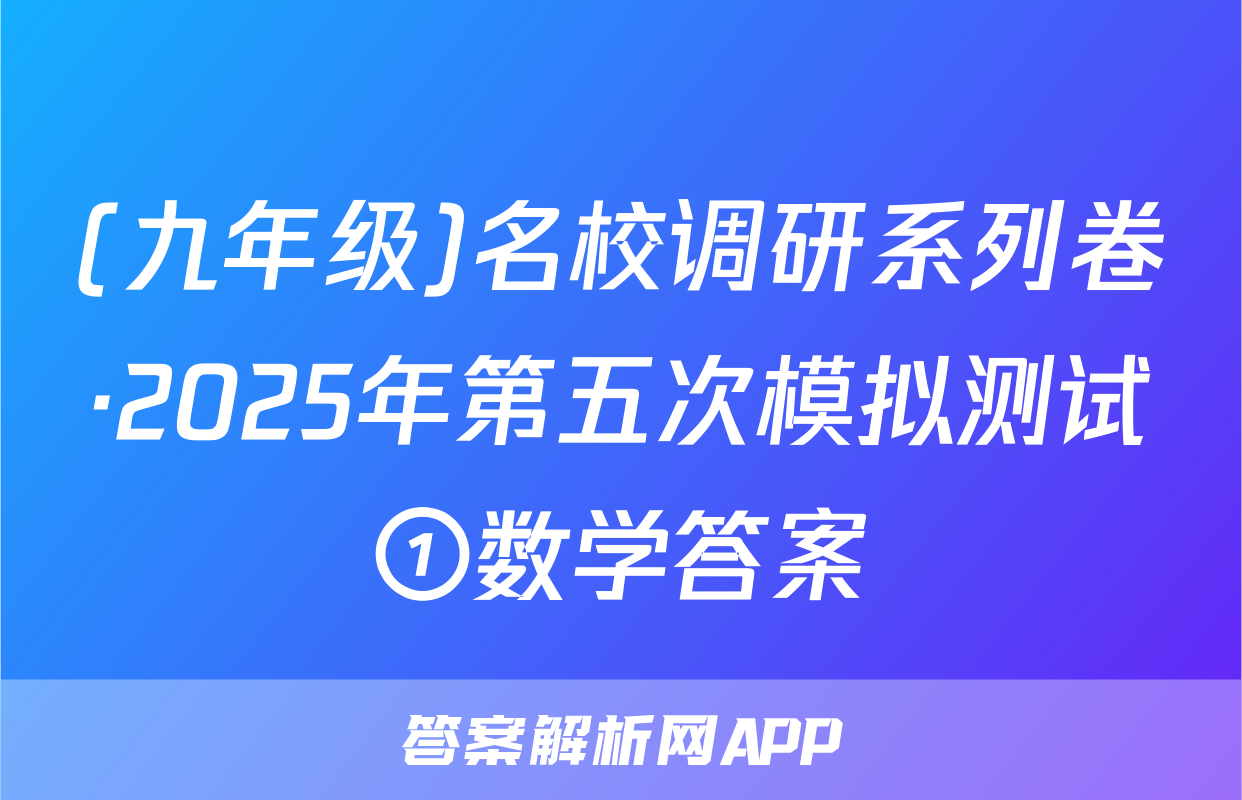 (九年级)名校调研系列卷·2025年第五次模拟测试①数学答案