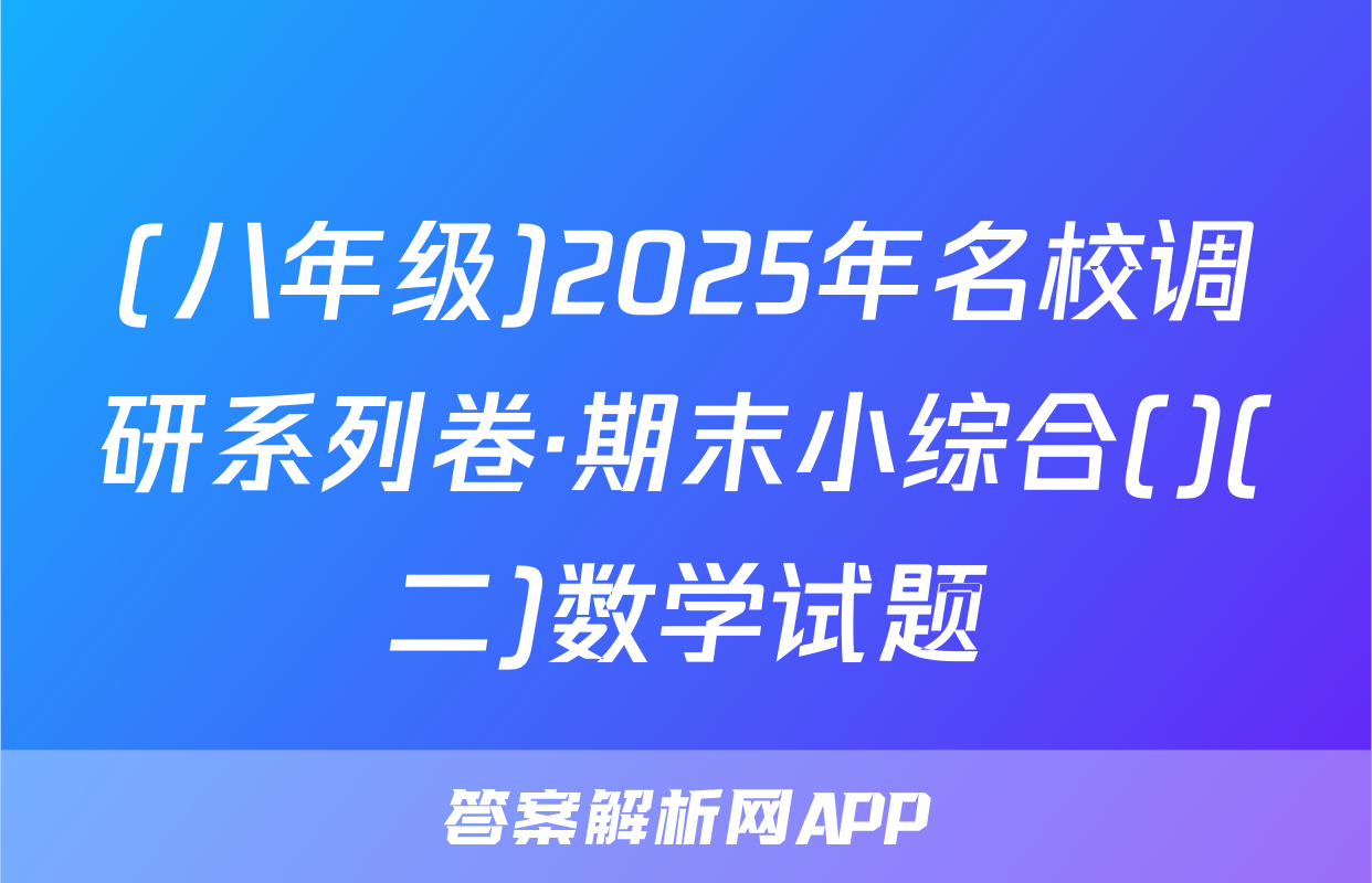 (八年级)2025年名校调研系列卷·期末小综合()(二)数学试题
