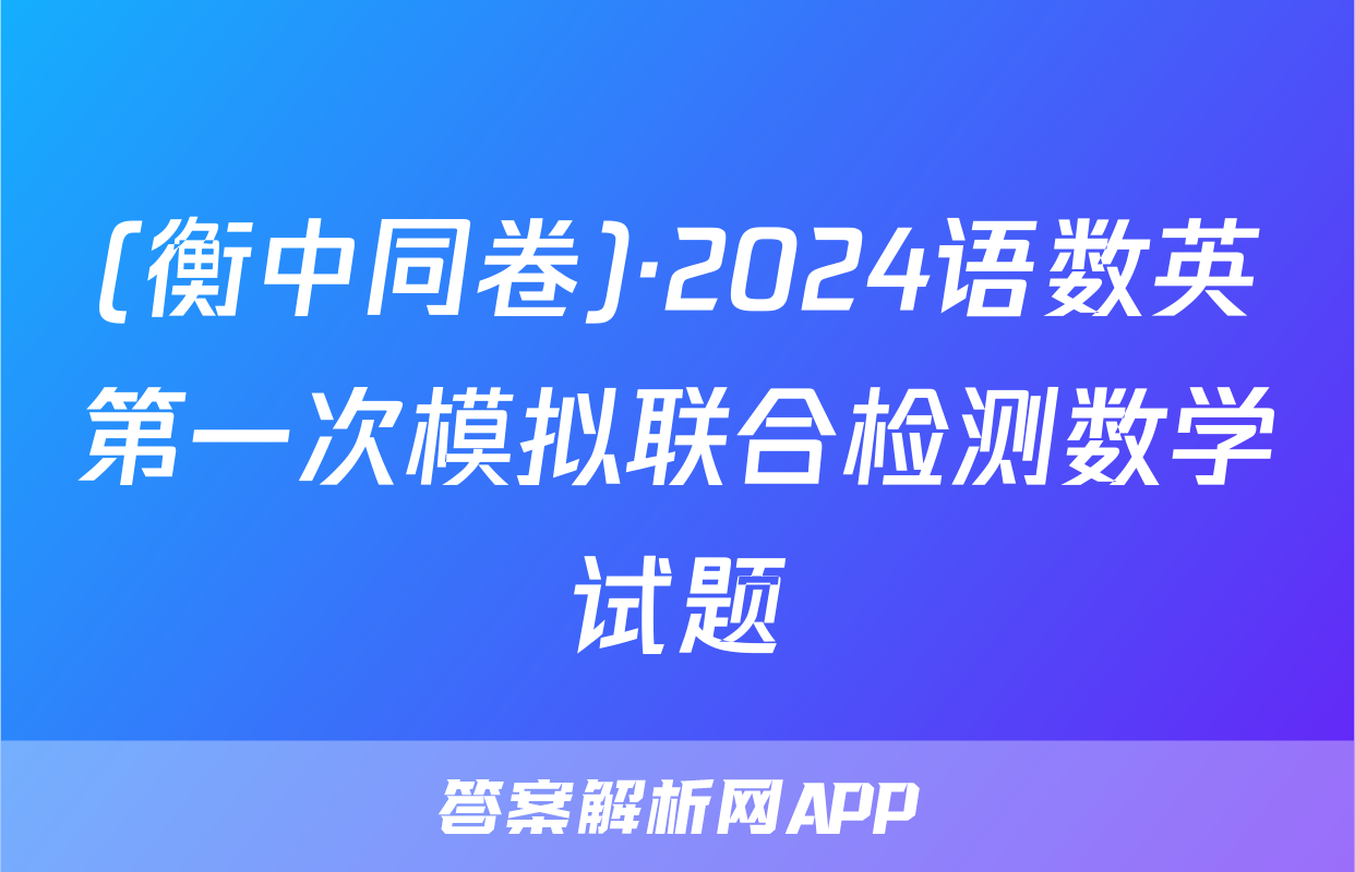 (衡中同卷)·2024语数英第一次模拟联合检测数学试题