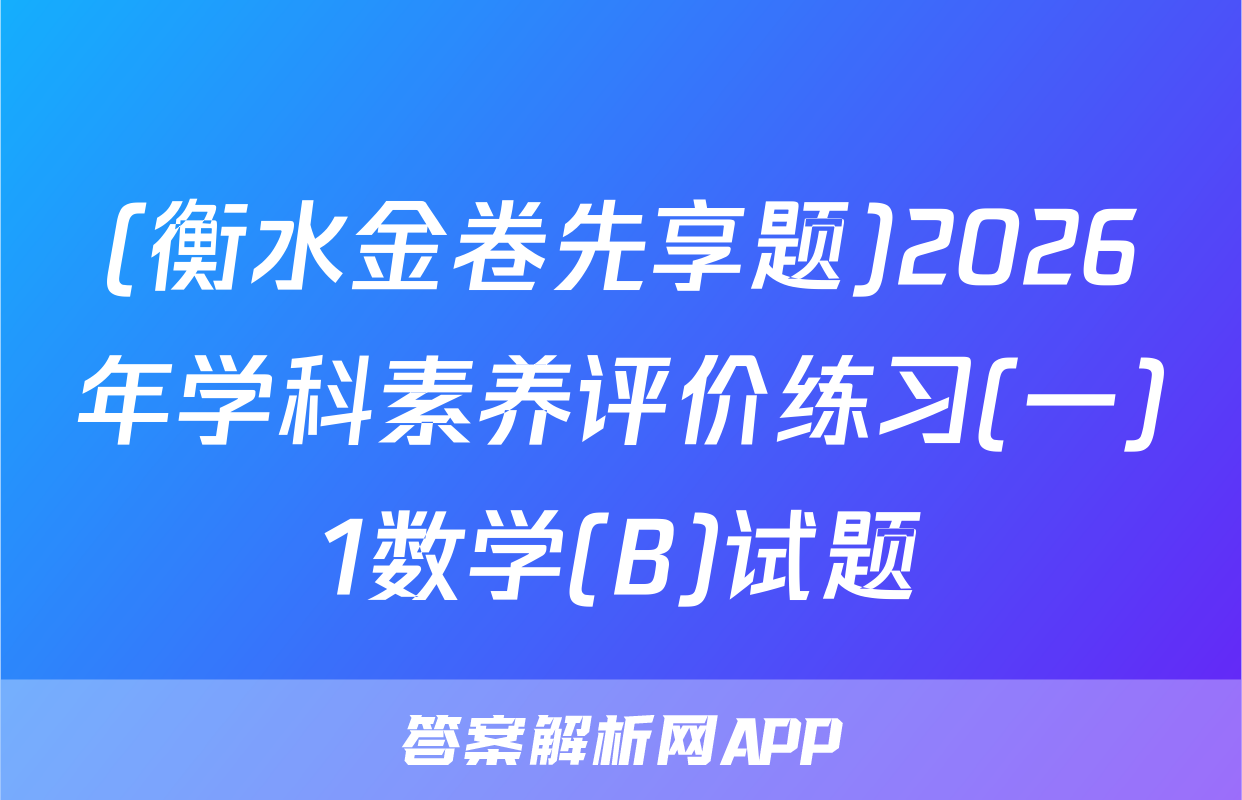 (衡水金卷先享题)2026年学科素养评价练习(一)1数学(B)试题