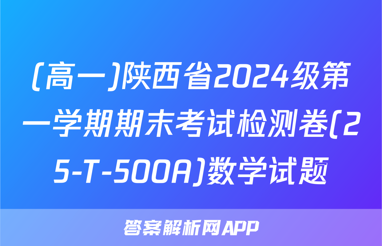 (高一)陕西省2024级第一学期期末考试检测卷(25-T-500A)数学试题