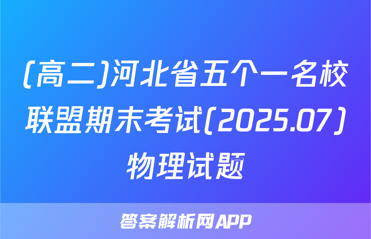(高二)河北省五个一名校联盟期末考试(2025.07)物理试题