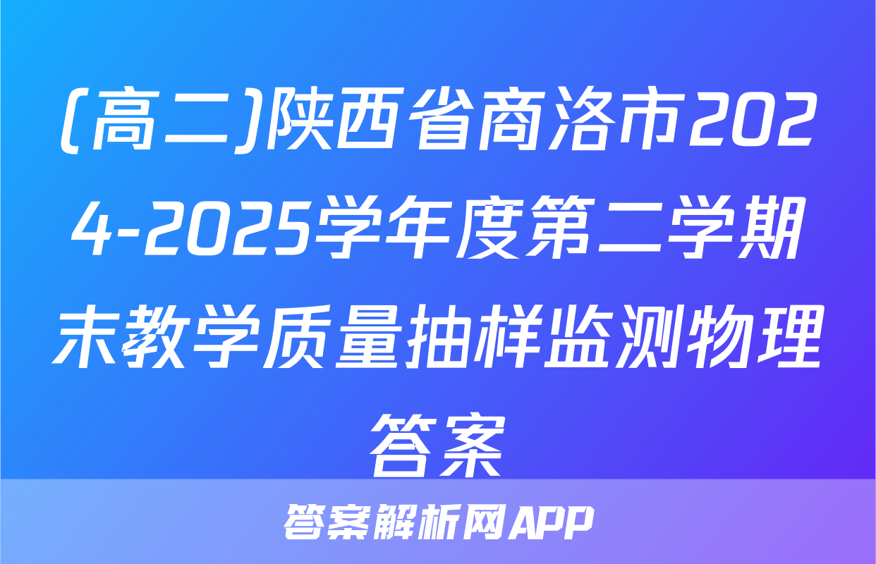 (高二)陕西省商洛市2024-2025学年度第二学期末教学质量抽样监测物理答案