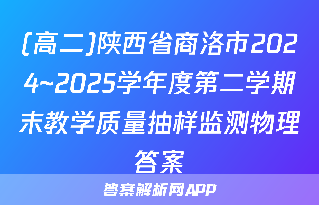 (高二)陕西省商洛市2024~2025学年度第二学期末教学质量抽样监测物理答案