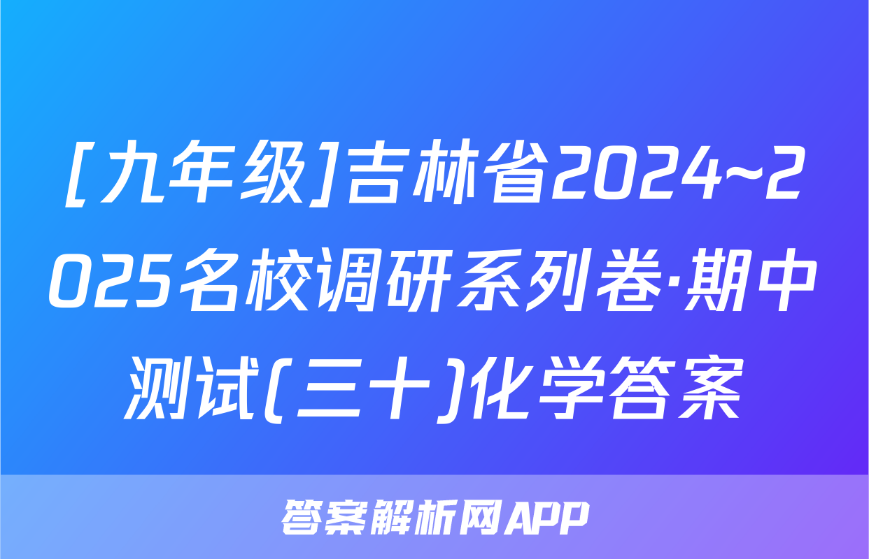 [九年级]吉林省2024~2025名校调研系列卷·期中测试(三十)化学答案