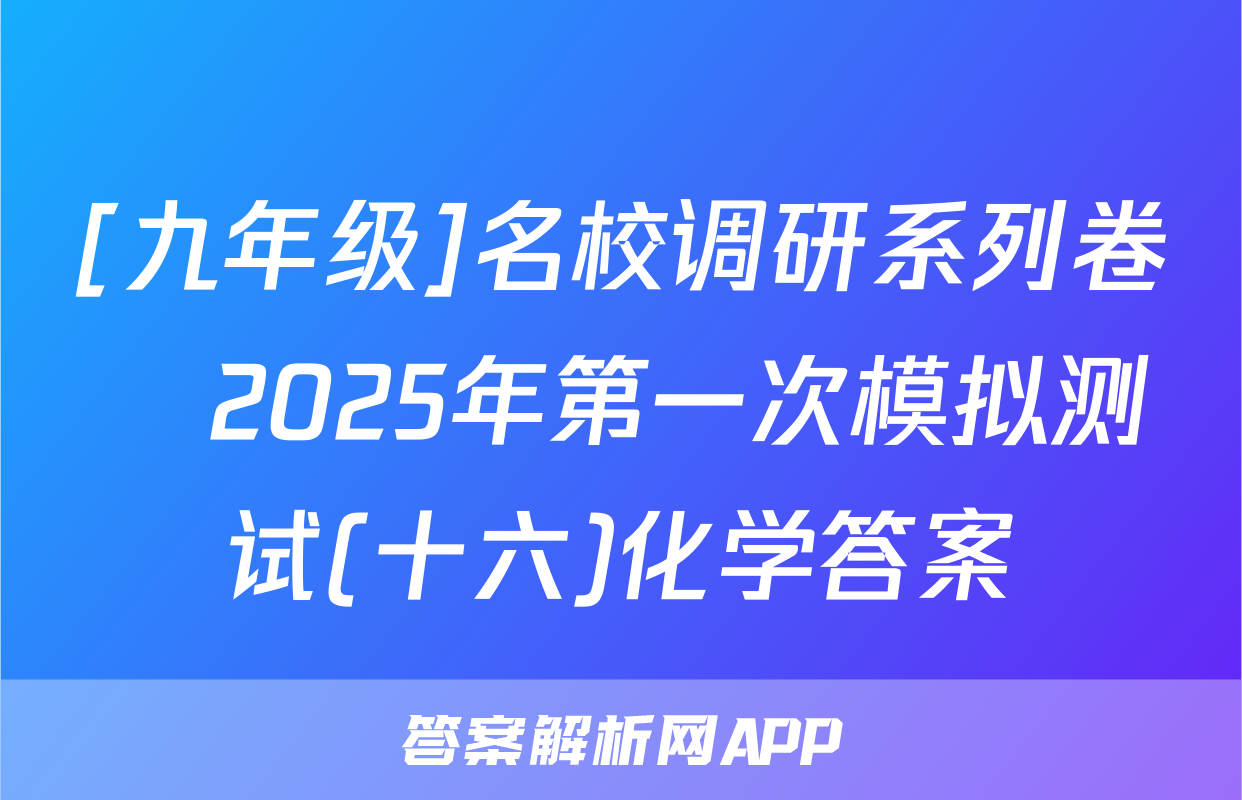 [九年级]名校调研系列卷•2025年第一次模拟测试(十六)化学答案