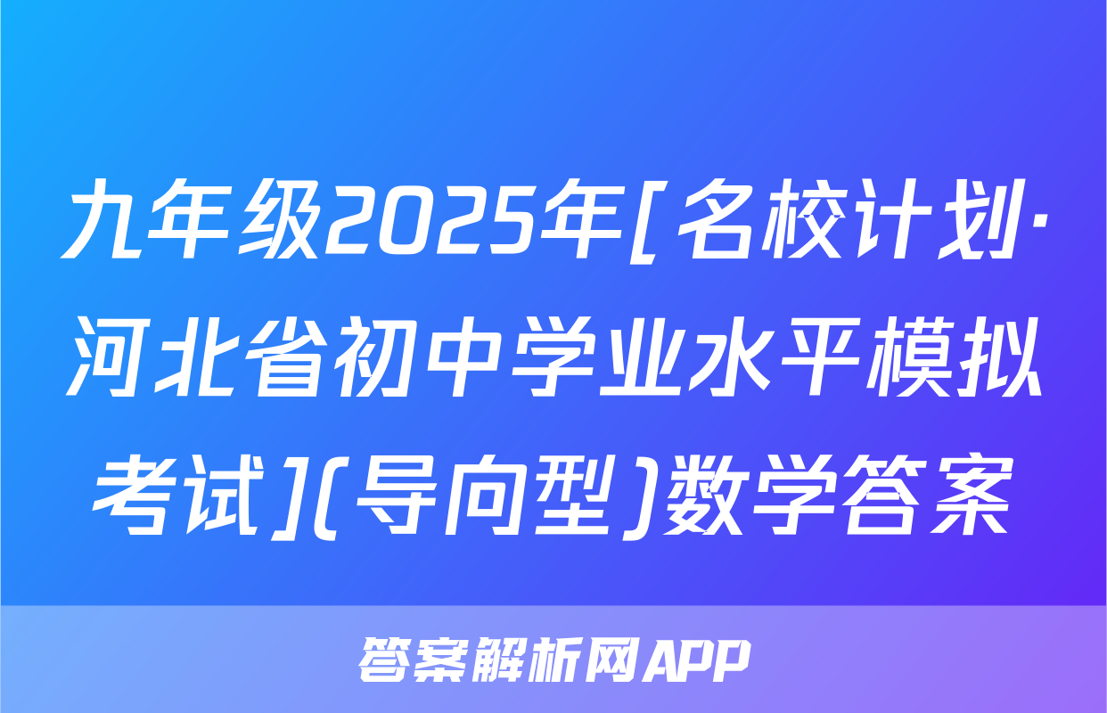 九年级2025年[名校计划·河北省初中学业水平模拟考试](导向型)数学答案