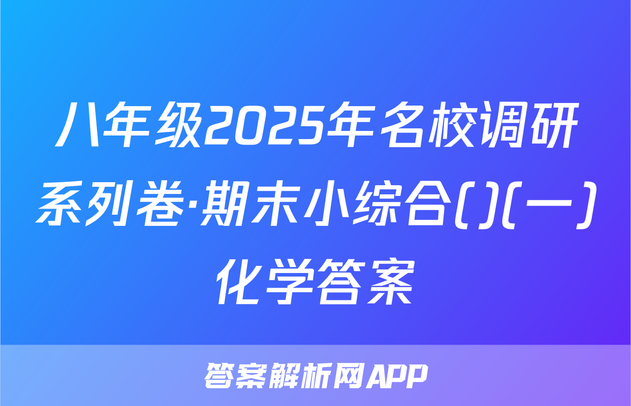 八年级2025年名校调研系列卷·期末小综合()(一)化学答案