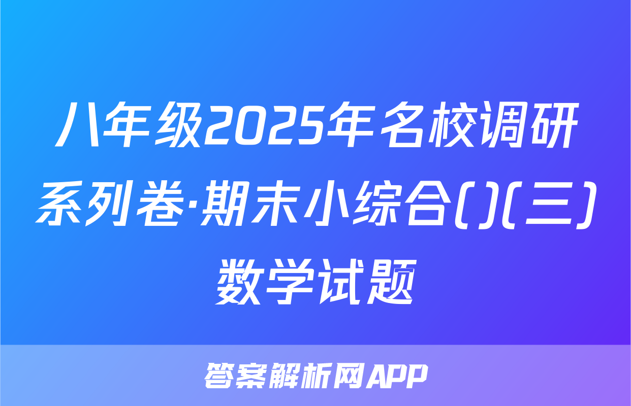 八年级2025年名校调研系列卷·期末小综合()(三)数学试题