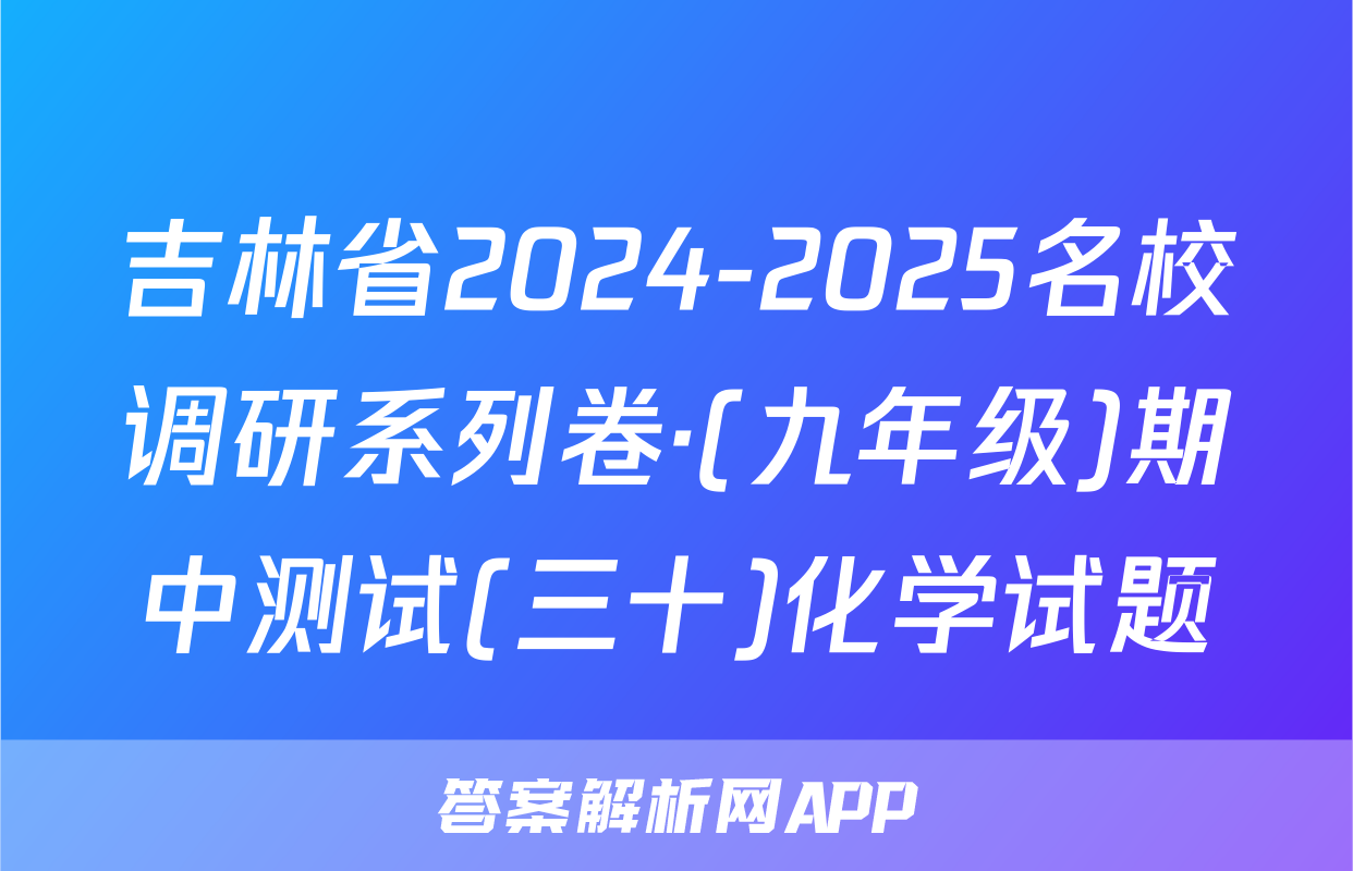吉林省2024-2025名校调研系列卷·(九年级)期中测试(三十)化学试题