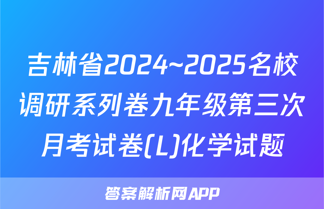 吉林省2024~2025名校调研系列卷九年级第三次月考试卷(L)化学试题