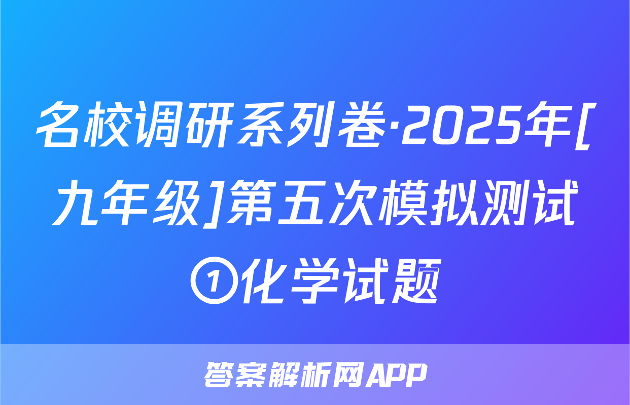 名校调研系列卷·2025年[九年级]第五次模拟测试①化学试题