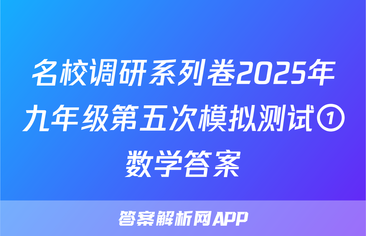 名校调研系列卷2025年九年级第五次模拟测试①数学答案