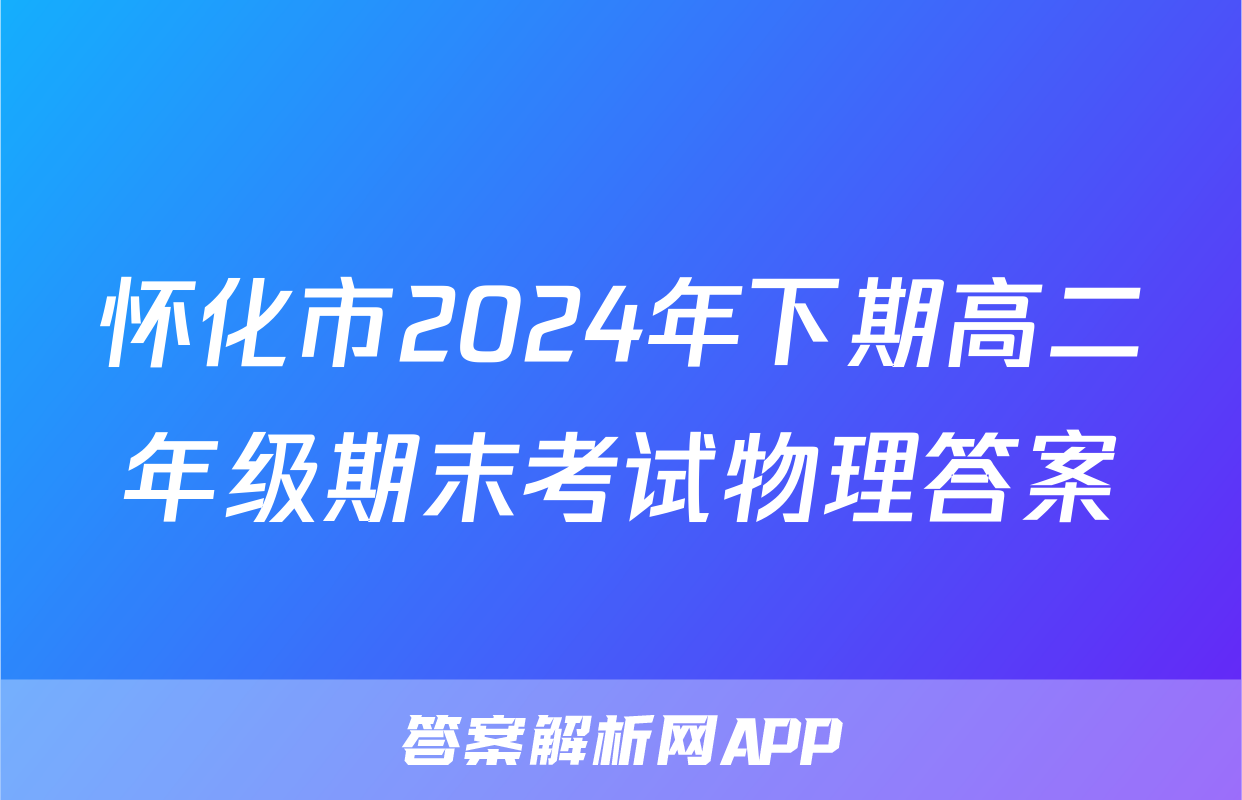 怀化市2024年下期高二年级期末考试物理答案