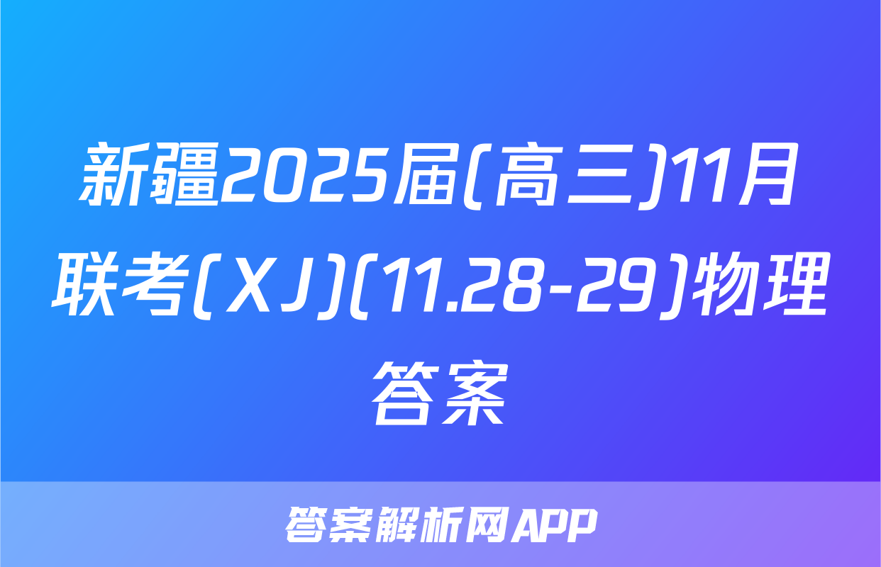 新疆2025届(高三)11月联考(XJ)(11.28-29)物理答案