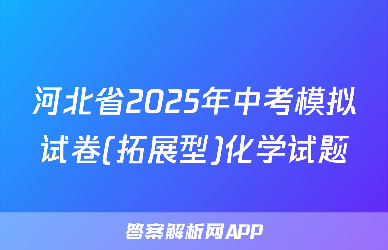 河北省2025年中考模拟试卷(拓展型)化学试题