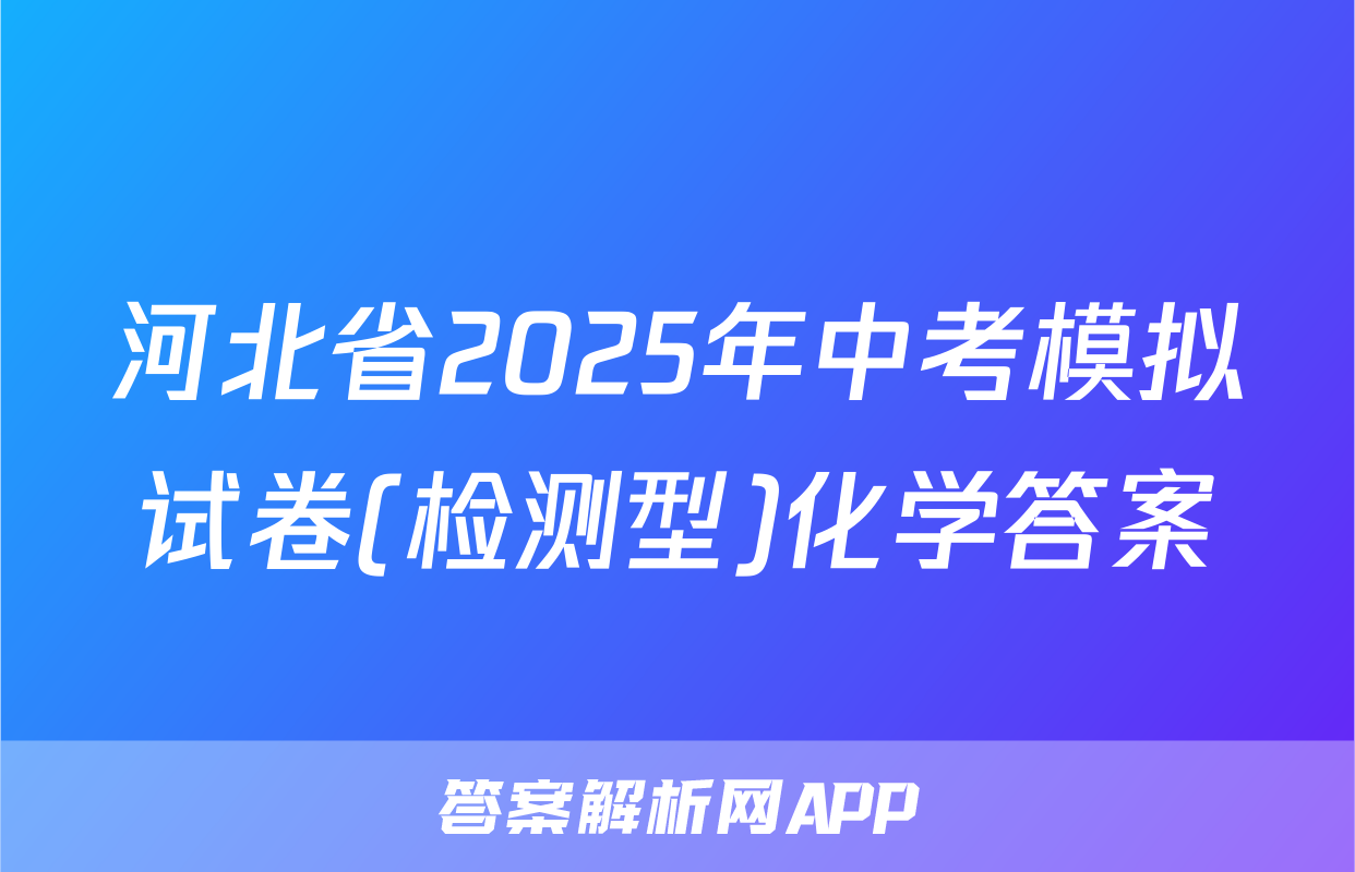 河北省2025年中考模拟试卷(检测型)化学答案
