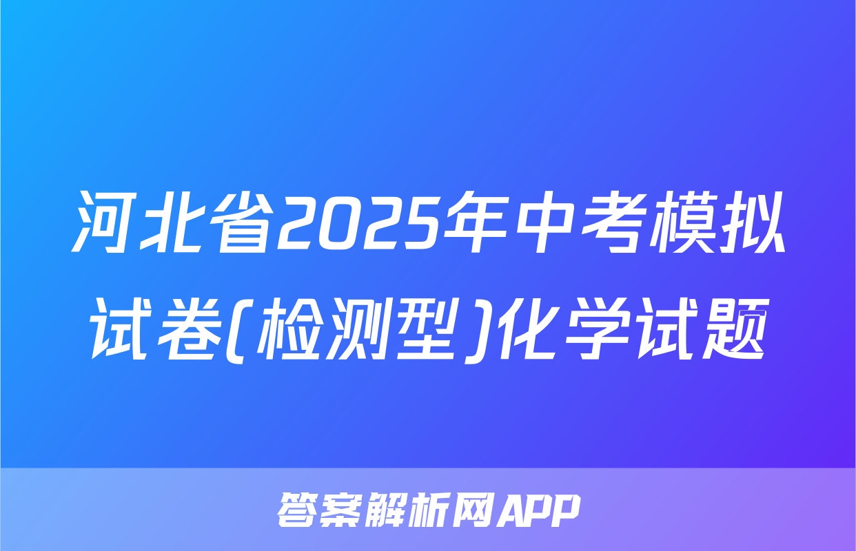 河北省2025年中考模拟试卷(检测型)化学试题