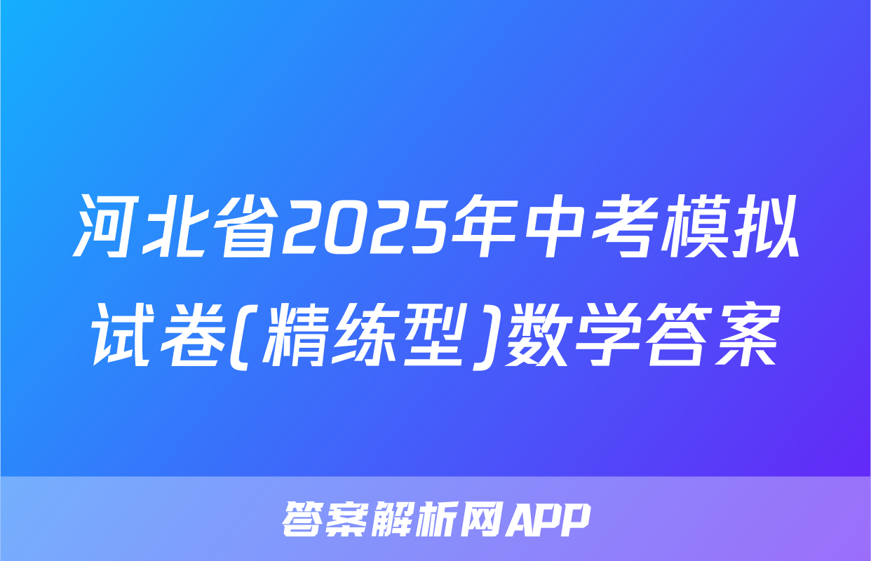 河北省2025年中考模拟试卷(精练型)数学答案