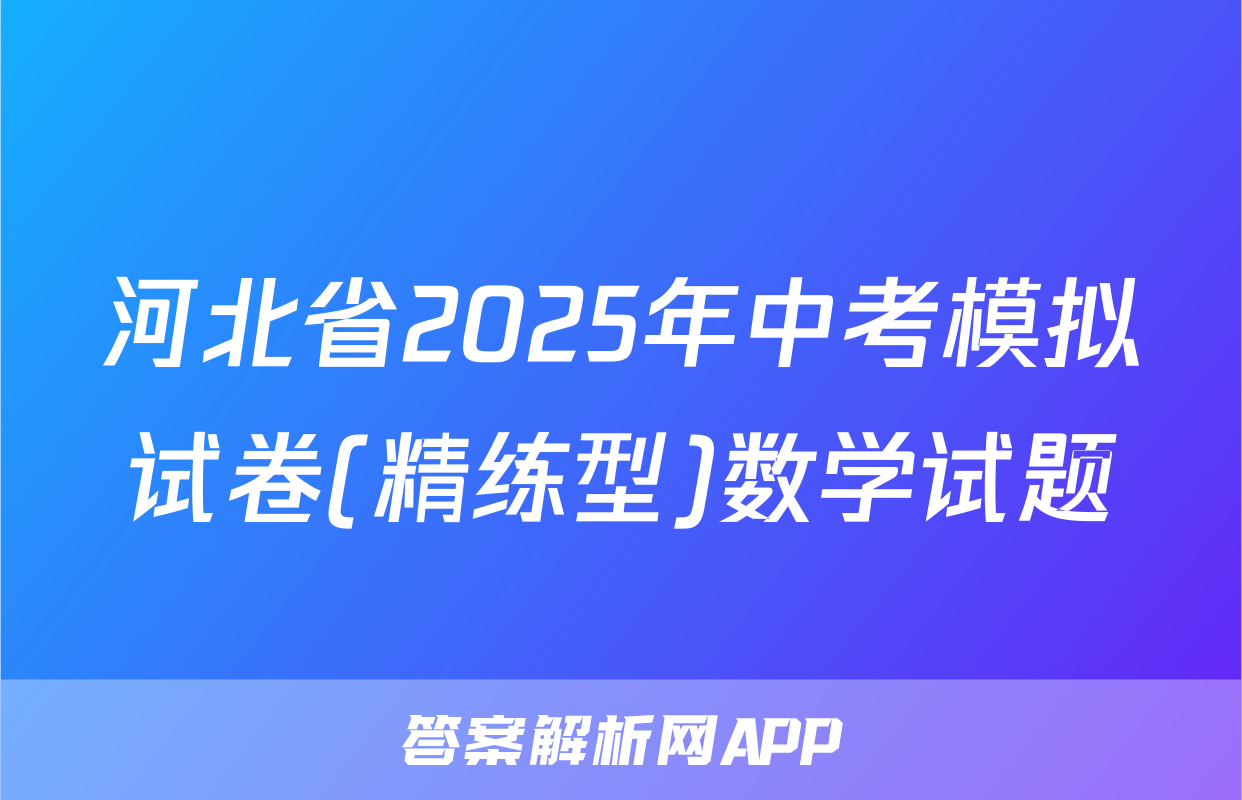 河北省2025年中考模拟试卷(精练型)数学试题