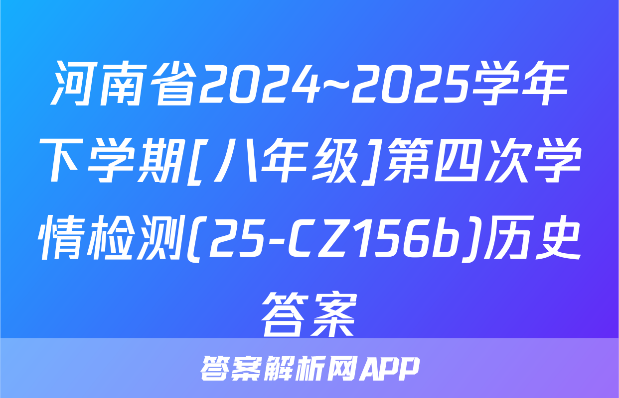 河南省2024~2025学年下学期[八年级]第四次学情检测(25-CZ156b)历史答案