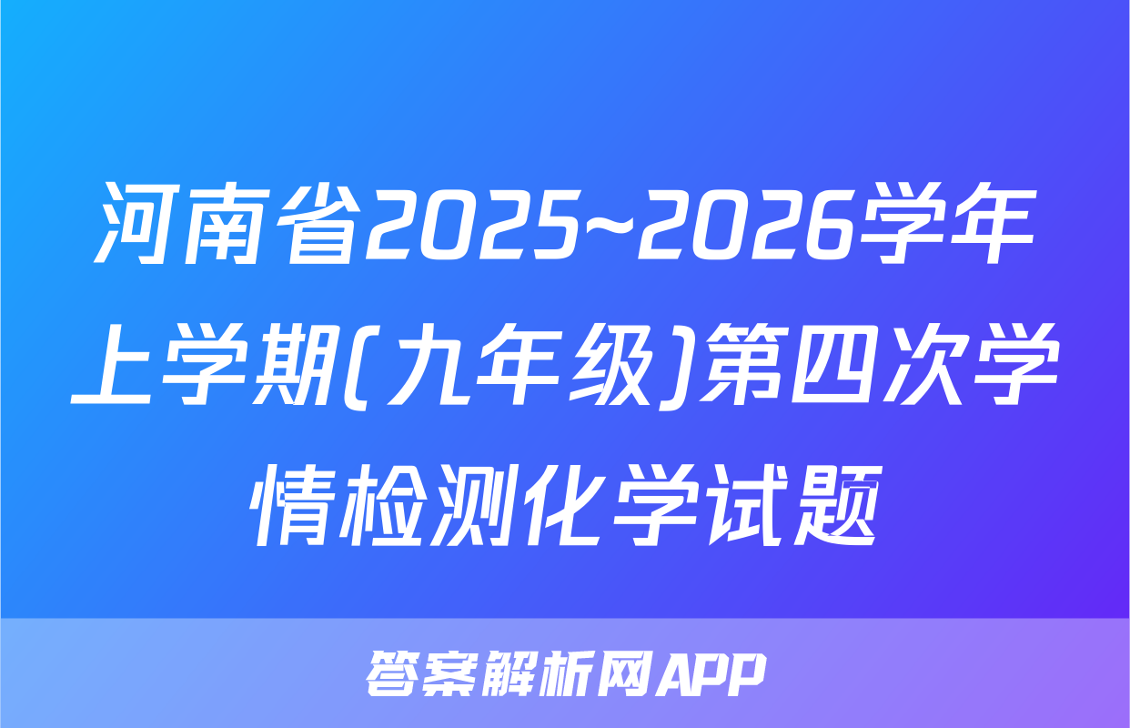 河南省2025~2026学年上学期(九年级)第四次学情检测化学试题