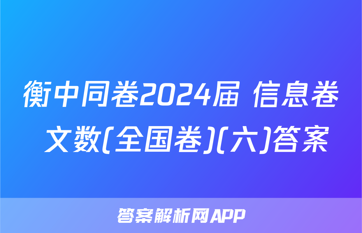 衡中同卷2024届 信息卷 文数(全国卷)(六)答案