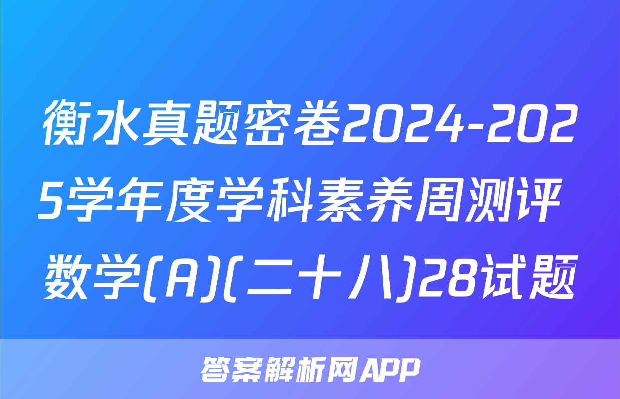 衡水真题密卷2024-2025学年度学科素养周测评 数学(A)(二十八)28试题