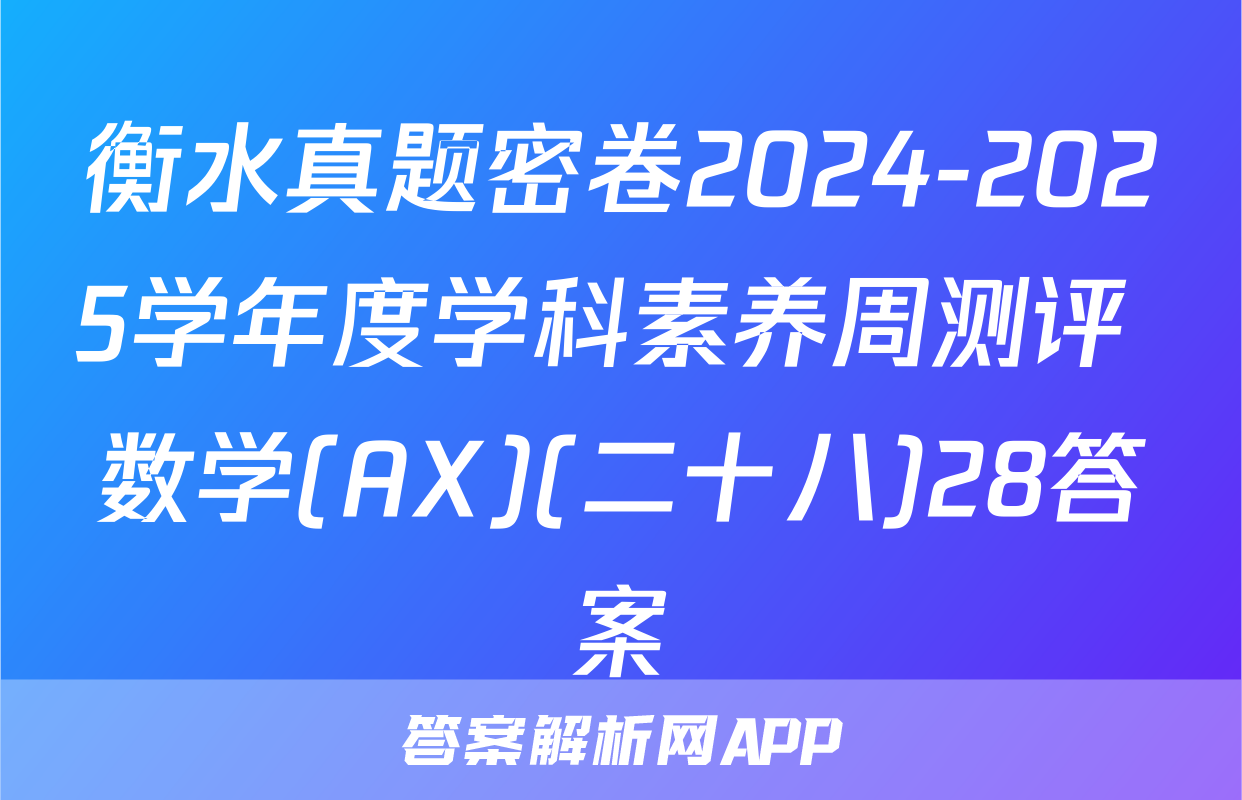 衡水真题密卷2024-2025学年度学科素养周测评 数学(AX)(二十八)28答案