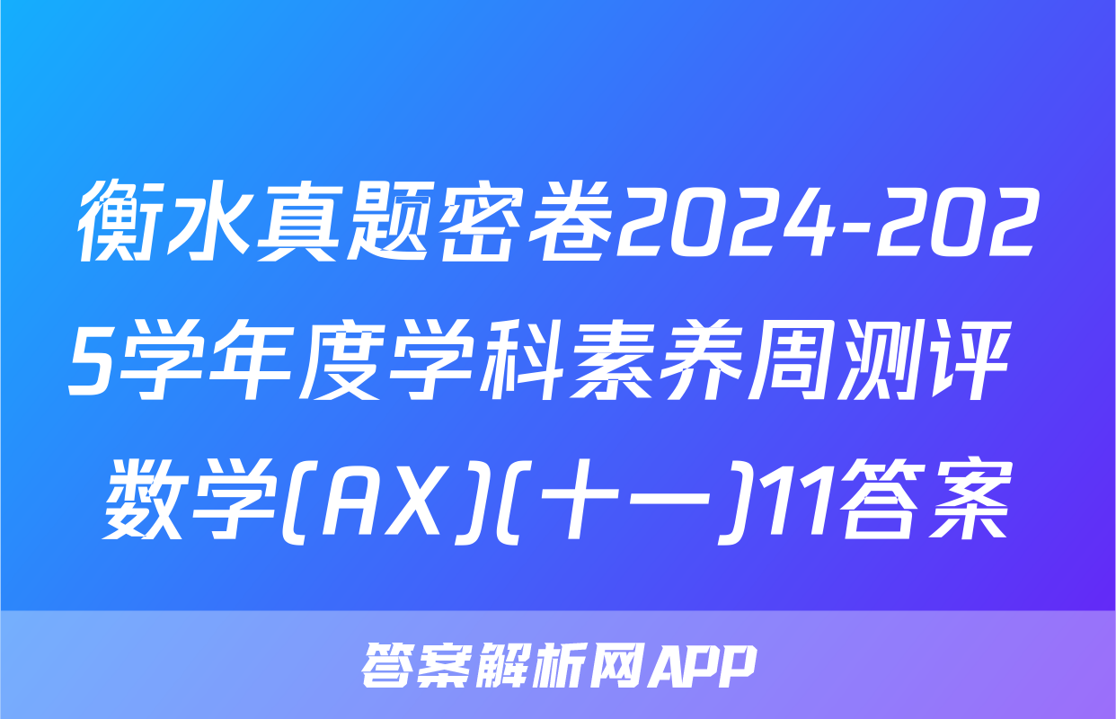衡水真题密卷2024-2025学年度学科素养周测评 数学(AX)(十一)11答案