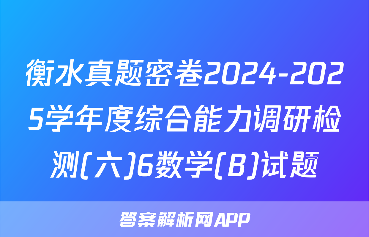 衡水真题密卷2024-2025学年度综合能力调研检测(六)6数学(B)试题