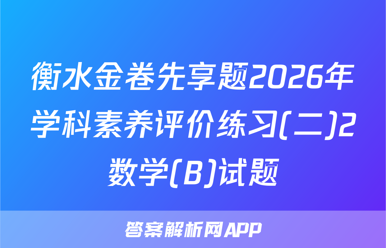 衡水金卷先享题2026年学科素养评价练习(二)2数学(B)试题