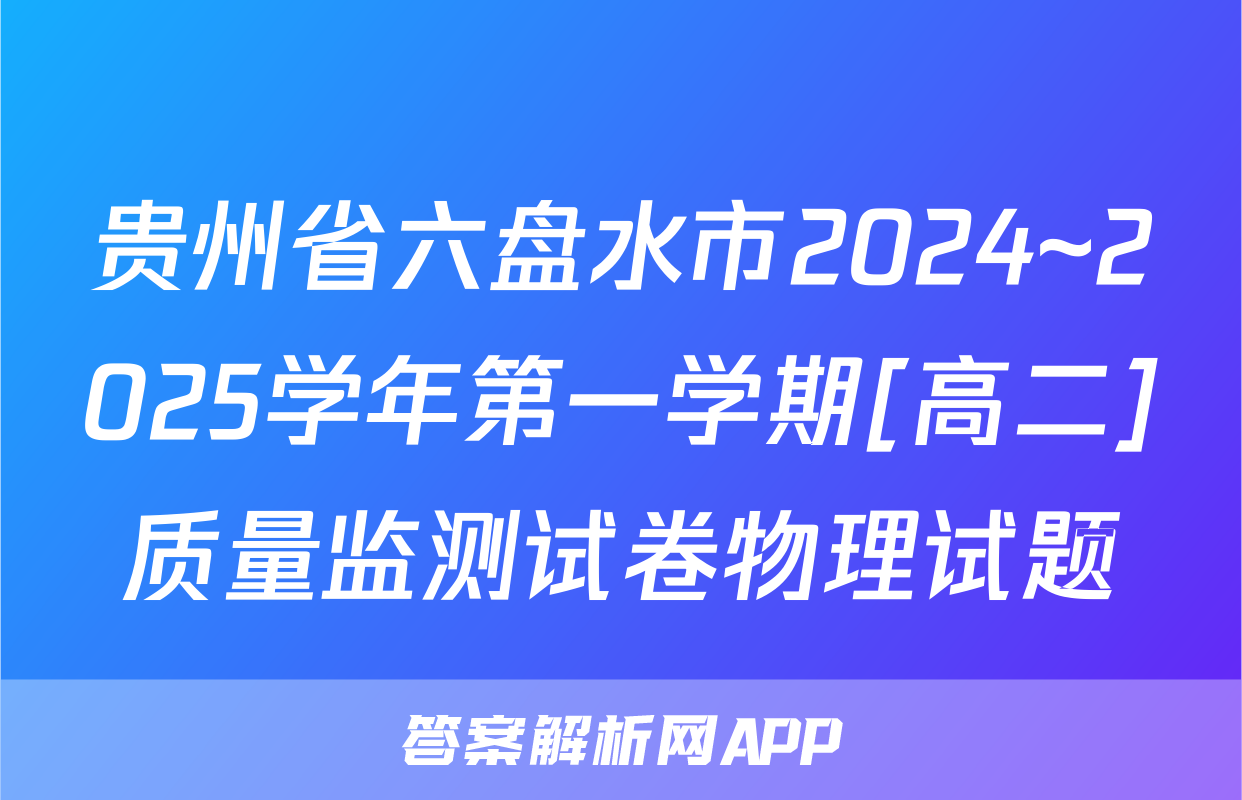 贵州省六盘水市2024~2025学年第一学期[高二]质量监测试卷物理试题