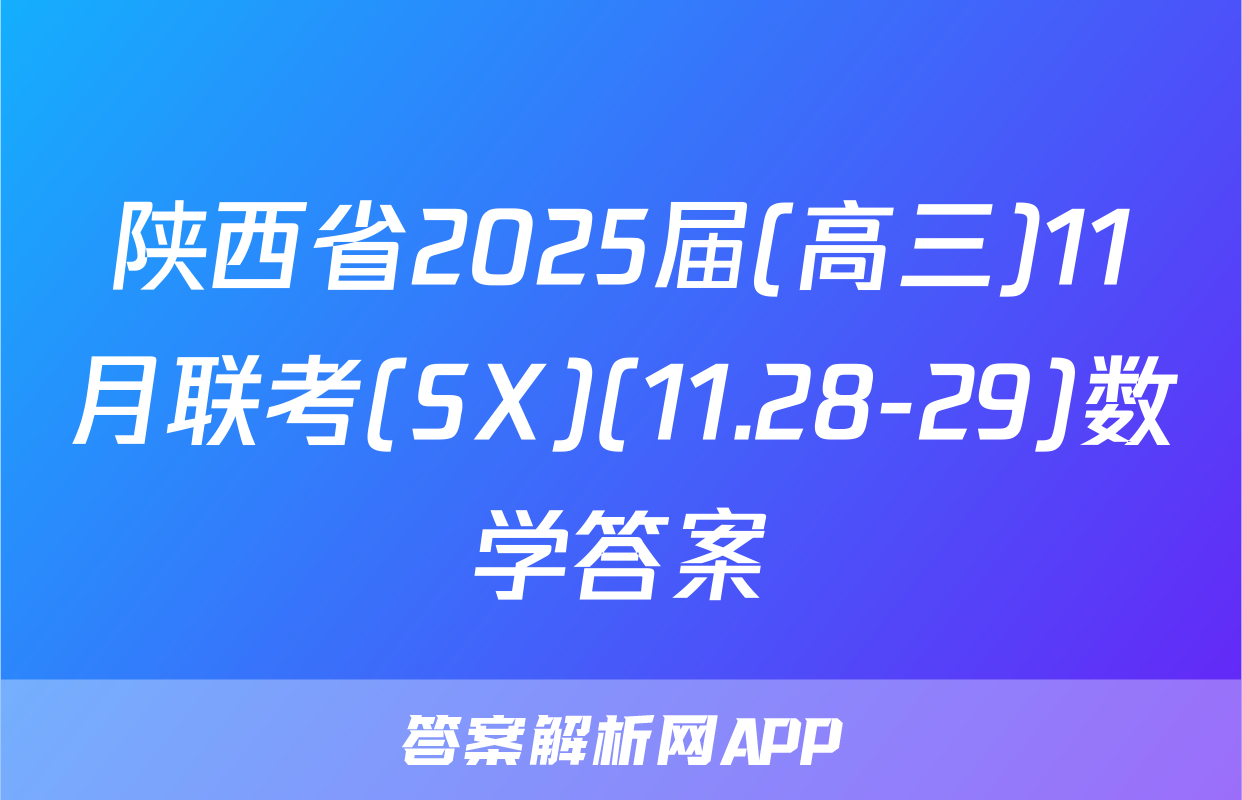 陕西省2025届(高三)11月联考(SX)(11.28-29)数学答案
