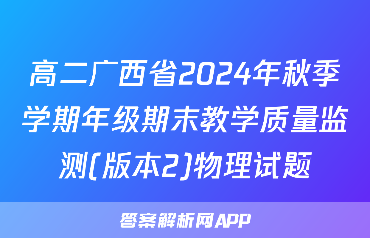 高二广西省2024年秋季学期年级期末教学质量监测(版本2)物理试题