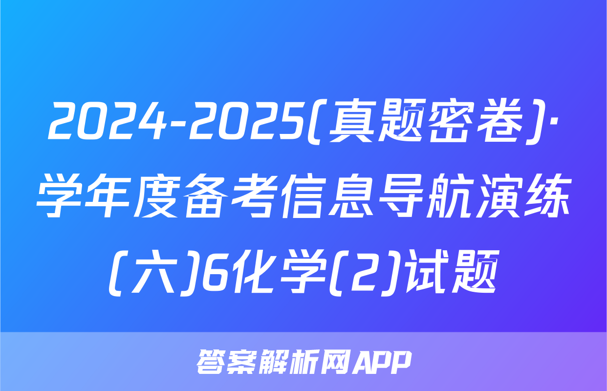 2024-2025(真题密卷)·学年度备考信息导航演练(六)6化学(2)试题