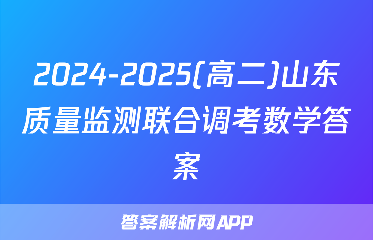 2024-2025(高二)山东质量监测联合调考数学答案