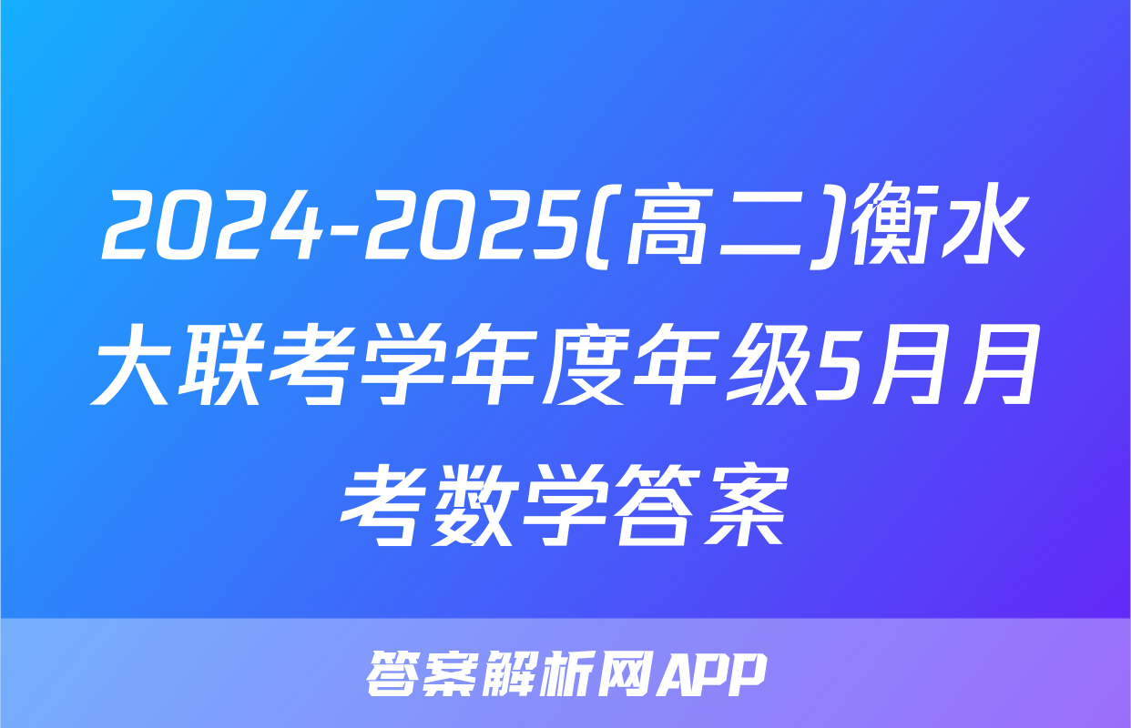 2024-2025(高二)衡水大联考学年度年级5月月考数学答案