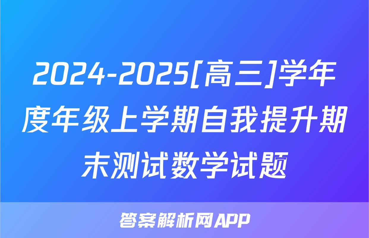 2024-2025[高三]学年度年级上学期自我提升期末测试数学试题