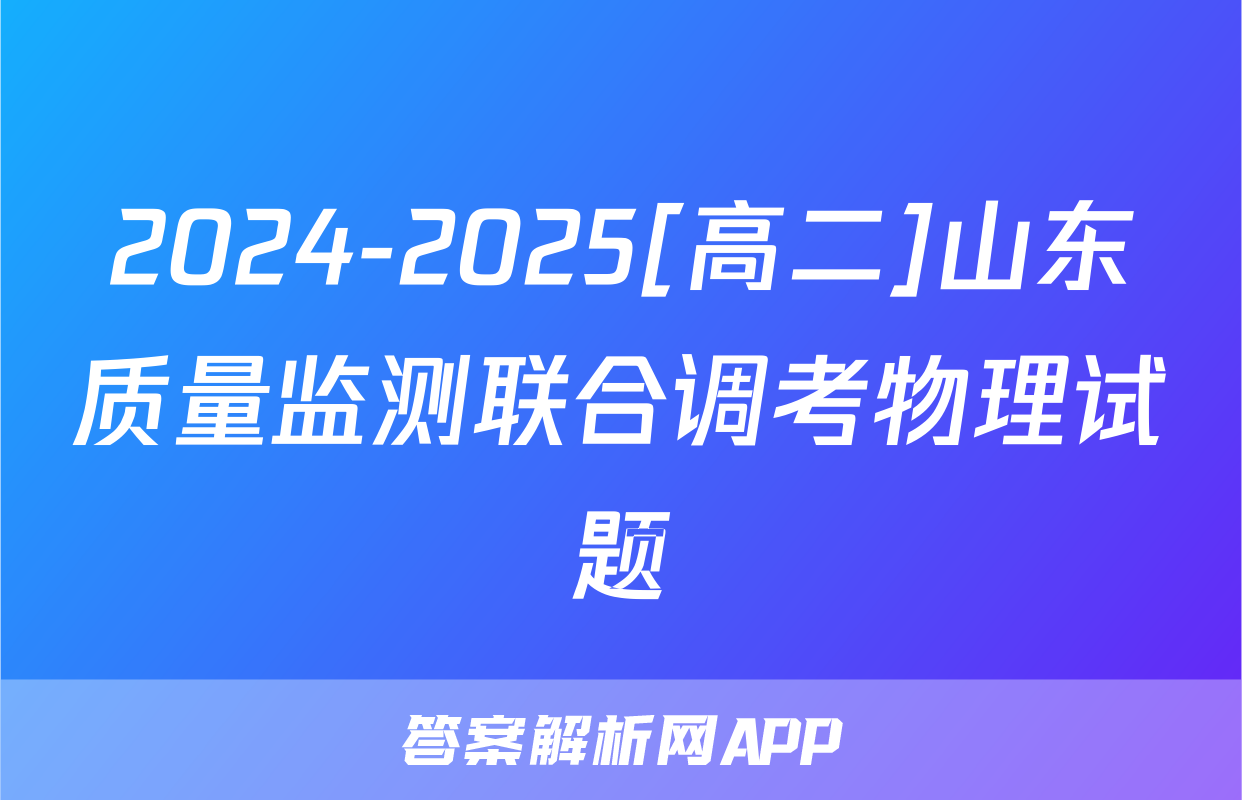 2024-2025[高二]山东质量监测联合调考物理试题