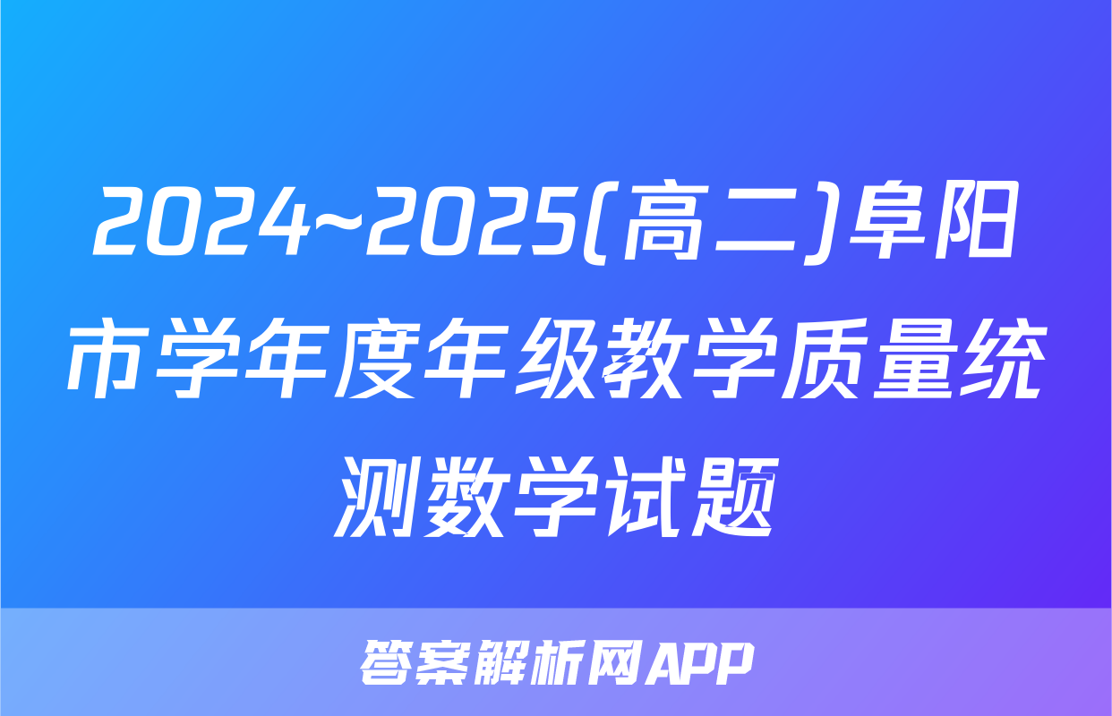 2024~2025(高二)阜阳市学年度年级教学质量统测数学试题