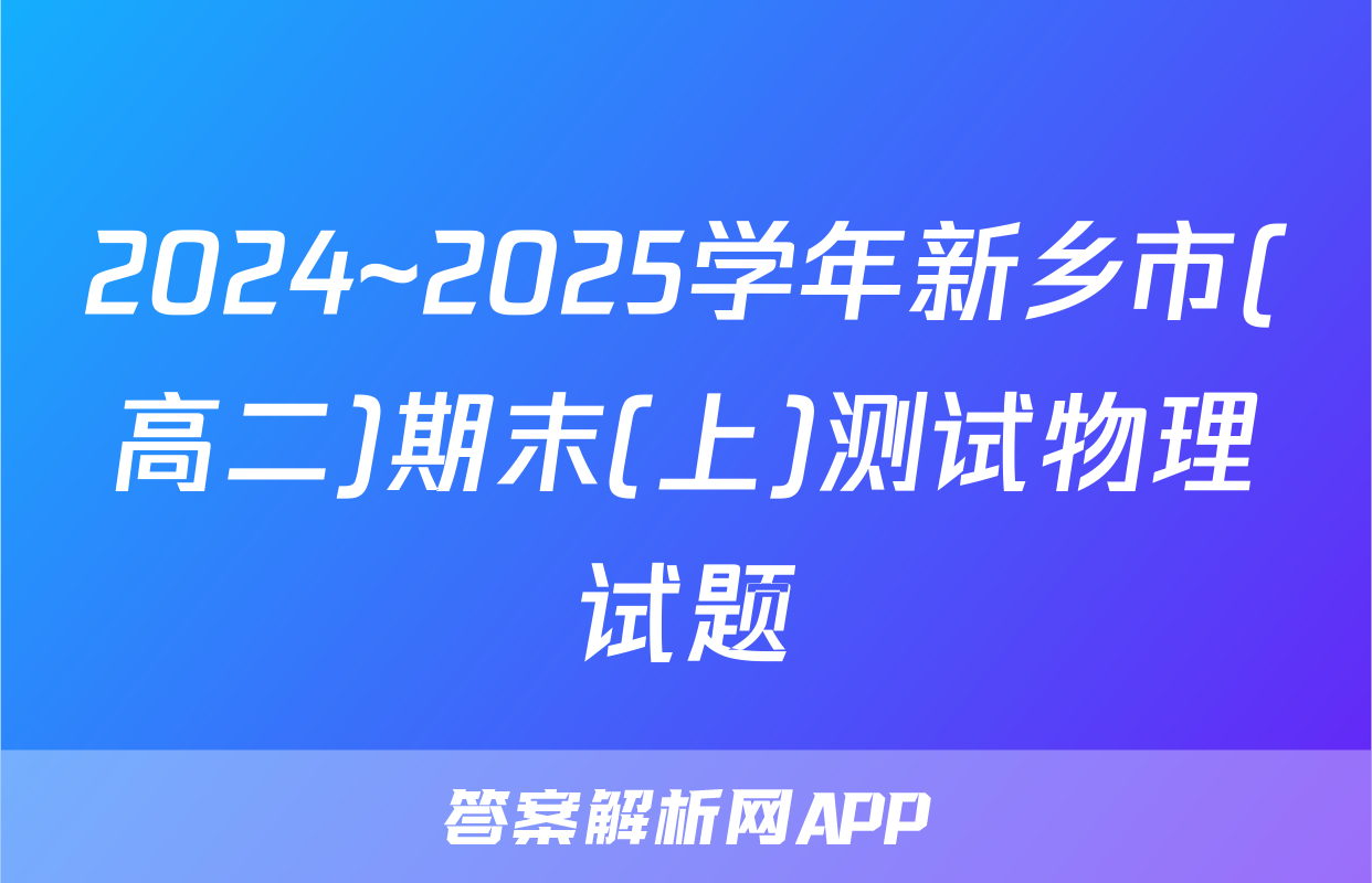 2024~2025学年新乡市(高二)期末(上)测试物理试题