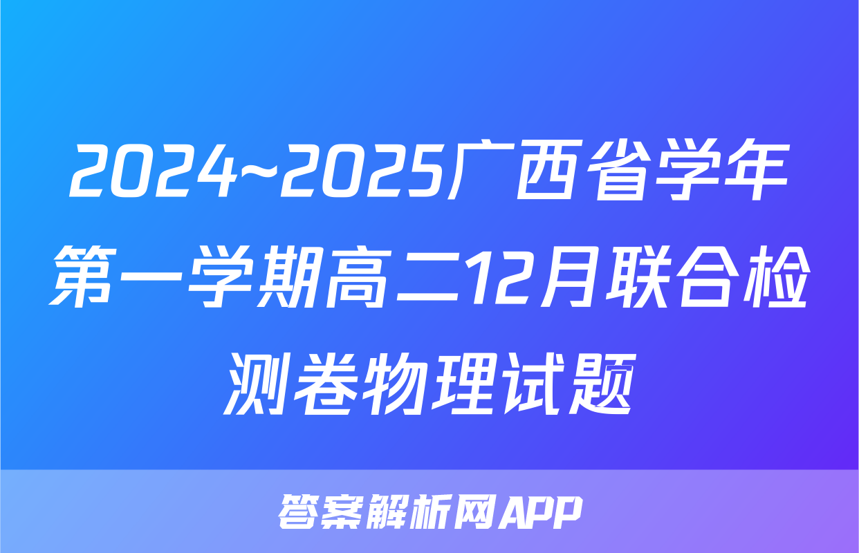2024~2025广西省学年第一学期高二12月联合检测卷物理试题