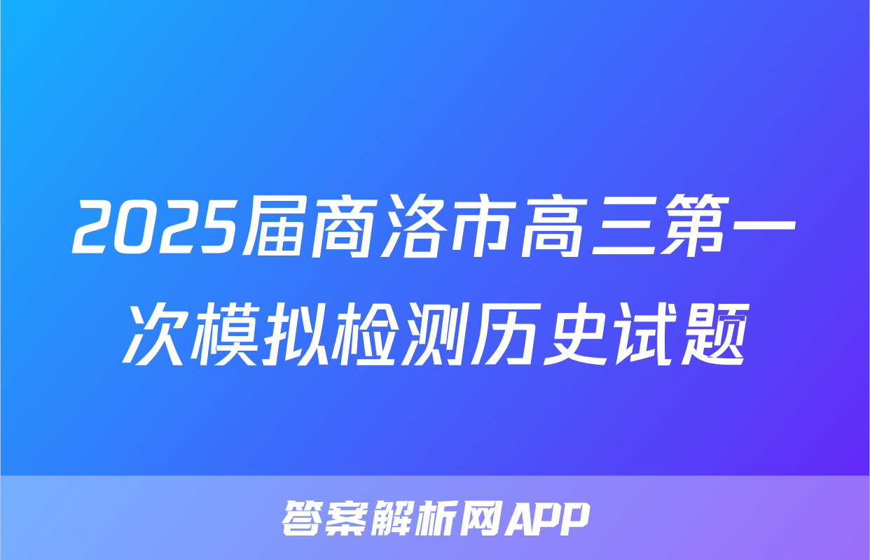2025届商洛市高三第一次模拟检测历史试题