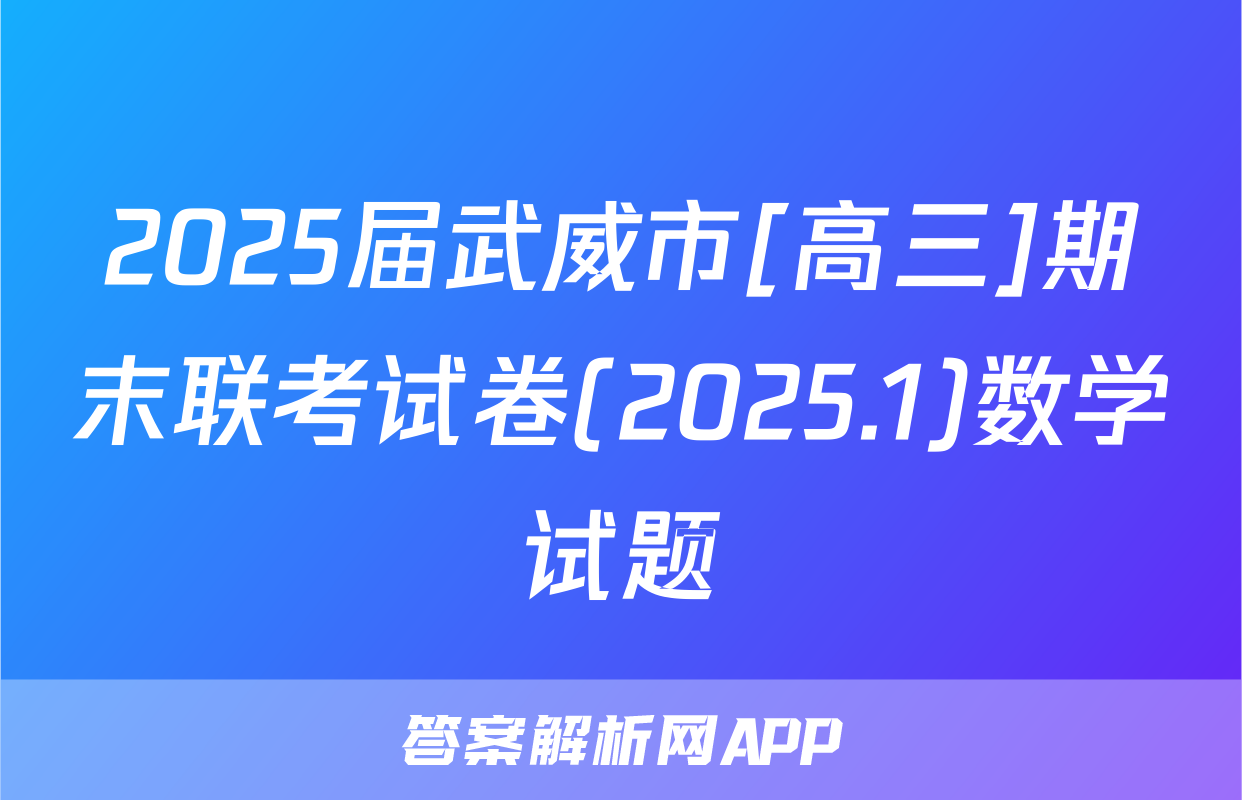 2025届武威市[高三]期末联考试卷(2025.1)数学试题