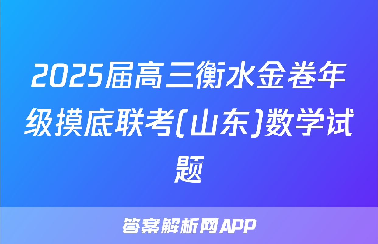 2025届高三衡水金卷年级摸底联考(山东)数学试题