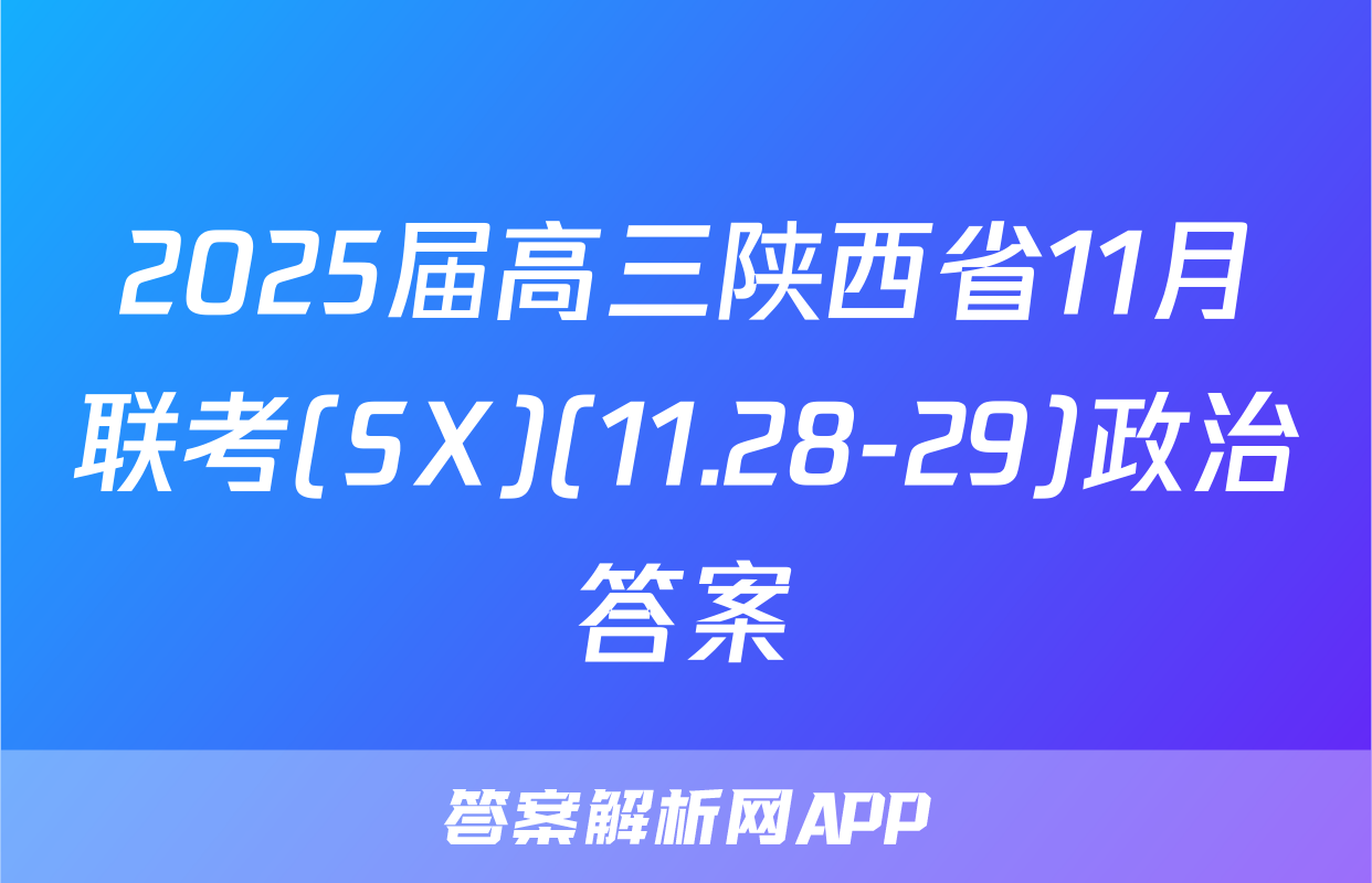 2025届高三陕西省11月联考(SX)(11.28-29)政治答案