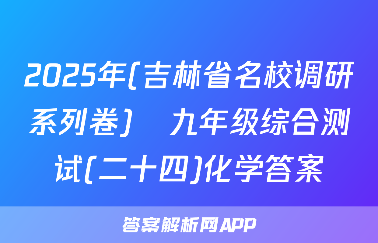 2025年(吉林省名校调研系列卷)•九年级综合测试(二十四)化学答案
