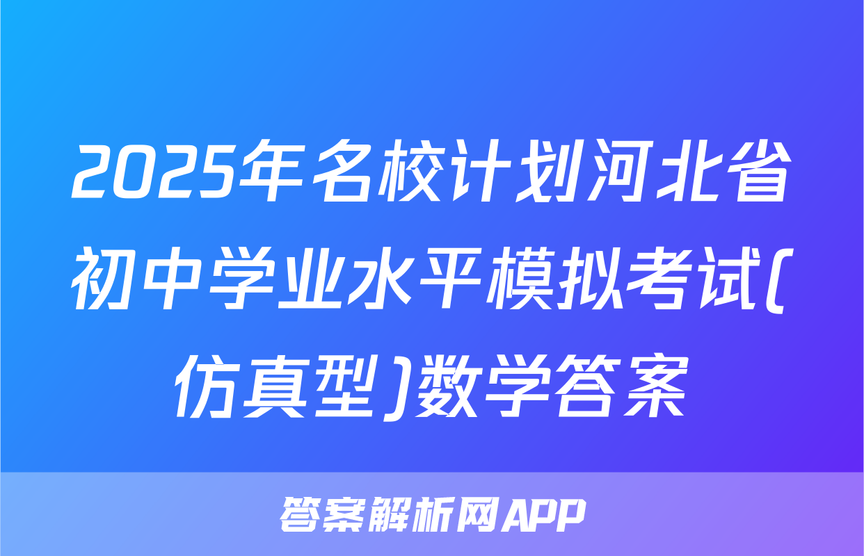 2025年名校计划河北省初中学业水平模拟考试(仿真型)数学答案