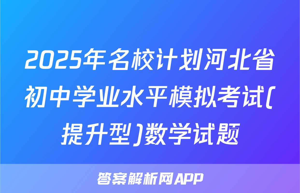 2025年名校计划河北省初中学业水平模拟考试(提升型)数学试题